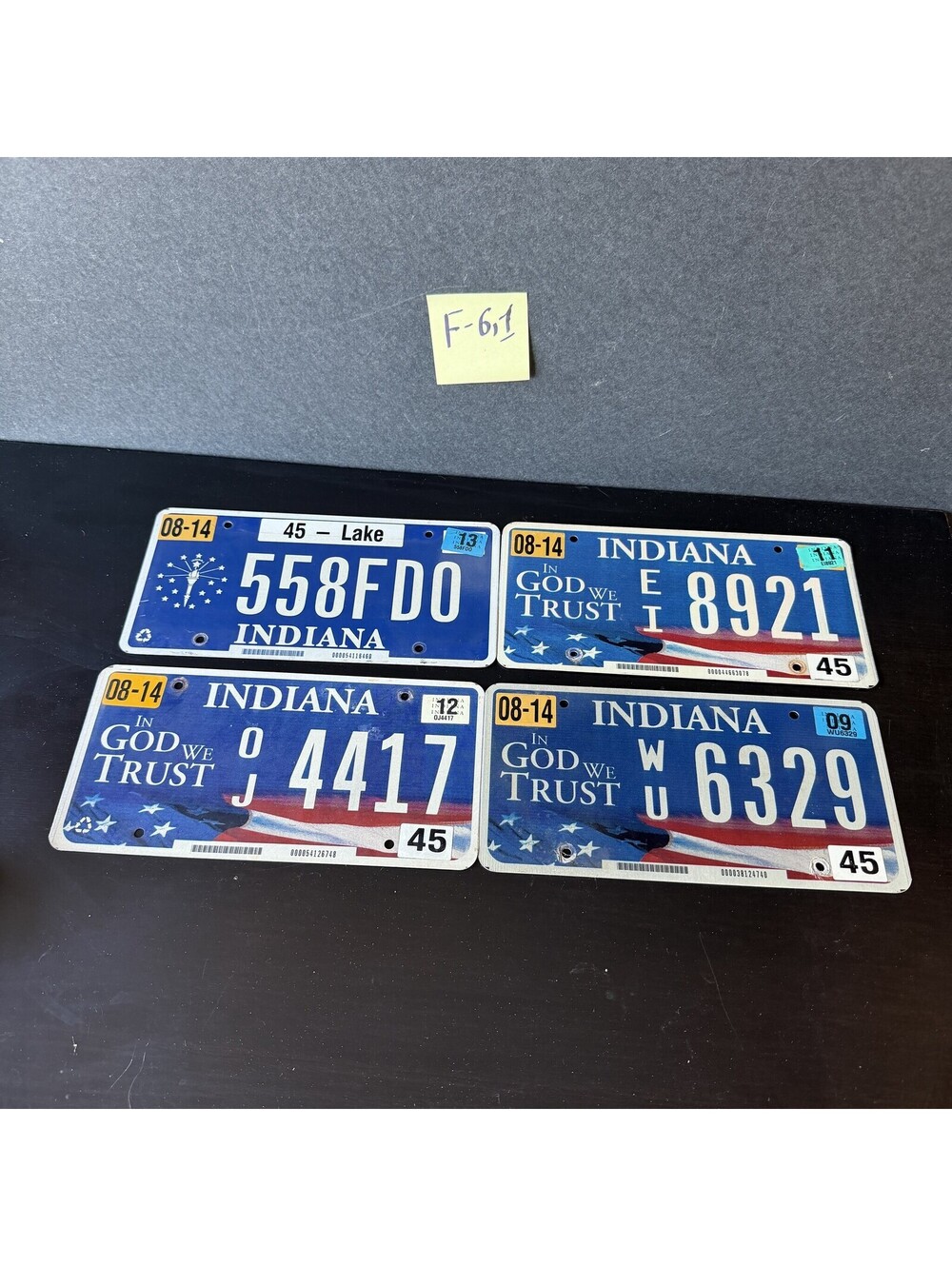 Lot of 4 Vintage Indiana License Plates In God We Trust 08-14 Storage F-6,1